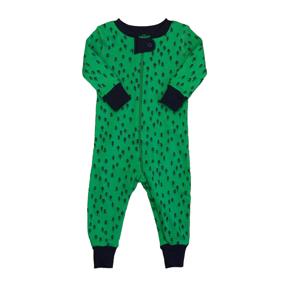 Mightly Boys Green | Navy 1-piece Non-footed Pajamas size: 6-9 Months